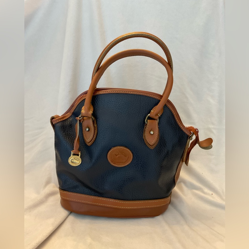 Dooney & Bourke Navy and Tan Shoulder Bag